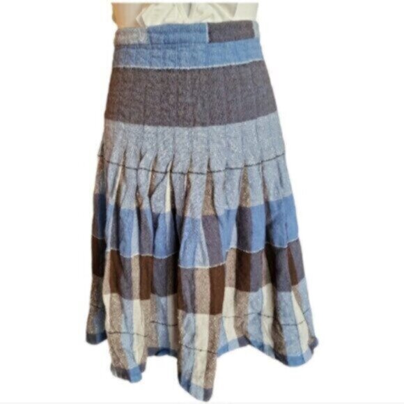 Quilted Cotton Linen Pleated Skirt Sz Small - Picture 7 of 8